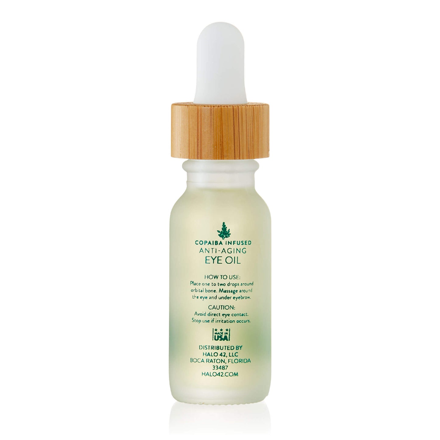 Halo42 Skincare Anti-aging eye oil back of the bottle